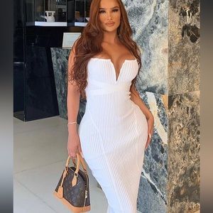 Fashion Nova Misty Bandage Midi dress in white